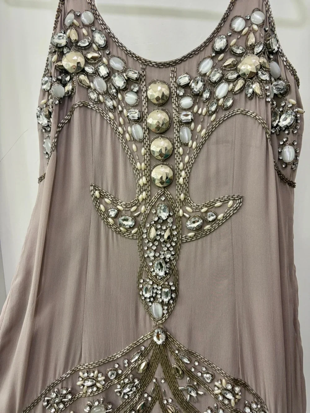 100% Silk Beaded Sleeveless Dress - Picture 3 of 7